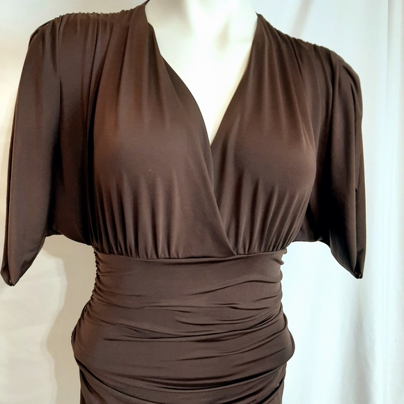 Rampage womens size small fitten wrap brown shirt - Picture 5 of 6